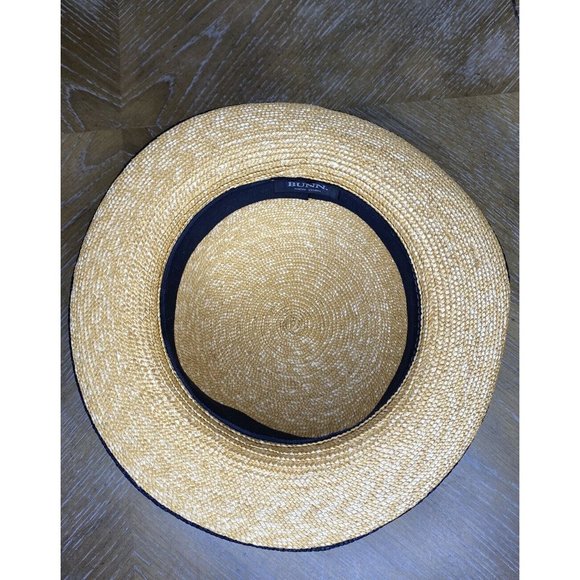 Handmade Bunn. New York Straw Sun Hat Black‎ Rim Classic Natural Tan main image 4